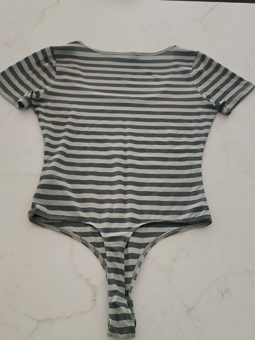 Bluenotes Green & Sage Striped Scoop-Neck One-Piece Bodysuit - Picture 4 of 4